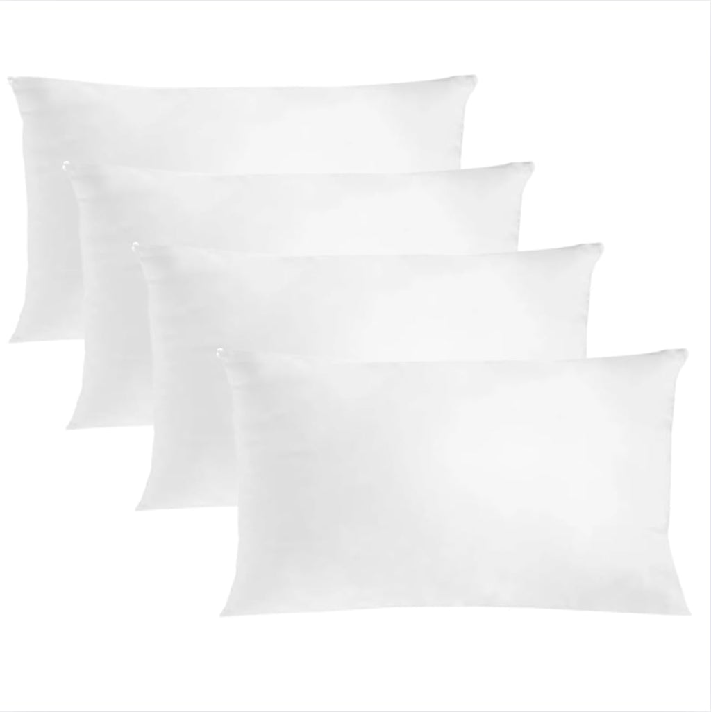 Set 4 imbottiture Cuscini bianchi 35 x 55 cm morbida made in Italy Cuscini Fiber divano letto