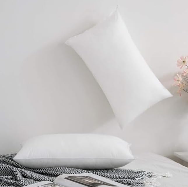 Set 4 imbottiture Cuscini bianchi 35 x 55 cm morbida made in Italy Cuscini Fiber divano letto