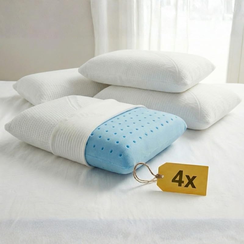 Cuscini Memory Foam Forato Traspirante e Fresco Alto 13cm, Cuscini Letto Matrimoniale con Fodera Silver Sicura per la Pelle, Guanciale Letto Antiacaro Anallergico Made in Italy