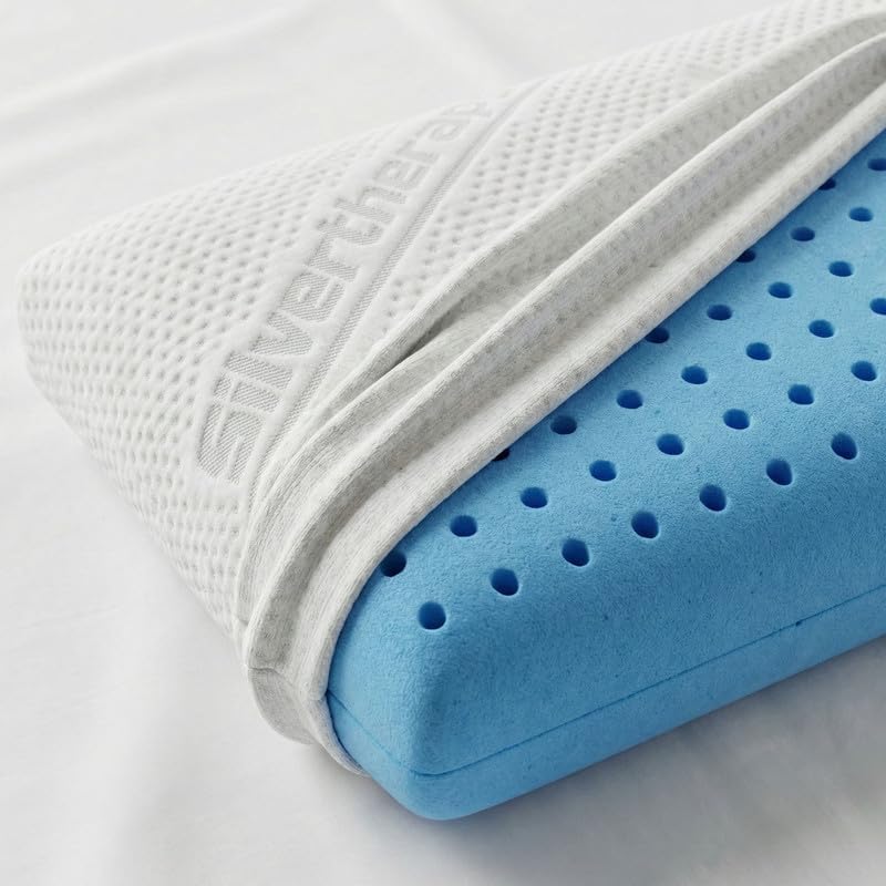 Cuscini Memory Foam Forato Traspirante e Fresco Alto 13cm, Cuscini Letto Matrimoniale con Fodera Silver Sicura per la Pelle, Guanciale Letto Antiacaro Anallergico Made in Italy