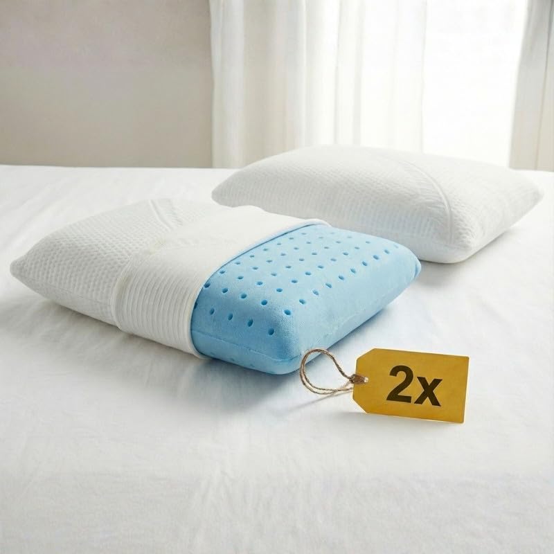 Cuscini Memory Foam Forato Traspirante e Fresco Alto 13cm, Cuscini Letto Matrimoniale con Fodera Silver Sicura per la Pelle, Guanciale Letto Antiacaro Anallergico Made in Italy