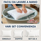 Cuscini Letto Matrimoniale, Guanciale Letto con Fodera PoliCotone, Cuscini Antiacaro Anallergico, Morbida Imbottitura in Fibra di Poliestere, Made in Italy