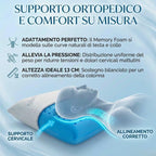 Cuscini Memory Foam Forato Traspirante e Fresco Alto 13cm, Cuscini Letto Matrimoniale con Fodera Silver Sicura per la Pelle, Guanciale Letto Antiacaro Anallergico Made in Italy