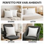 CUSCINI FIBER Set Cuscini per Divano con Fodera in Policotone Anallergici Morbidi e Soffici, Cuscino Quadrato dalle Finiture Eleganti Prodotto in Italia