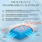 Cuscini Memory Foam Forato Traspirante e Fresco Alto 13cm, Cuscini Letto Matrimoniale con Fodera Silver Sicura per la Pelle, Guanciale Letto Antiacaro Anallergico Made in Italy