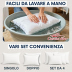 Cuscini Letto Matrimoniale, Guanciale Letto con Fodera PoliCotone, Cuscini Antiacaro Anallergico, Morbida Imbottitura in Fibra di Poliestere, Made in Italy