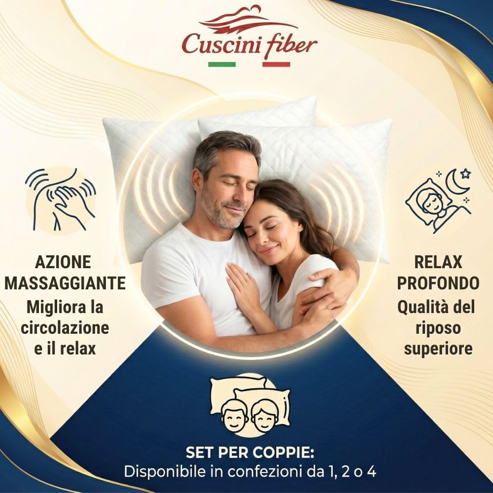Cuscini Letto Matrimoniale con Imbottitura in Fiocco di Memory Foam e Federa Massaggiante, Cuscino Memory Foam Guanciale Morbido per Dormire Sicuri, Antiacaro e Anallergico