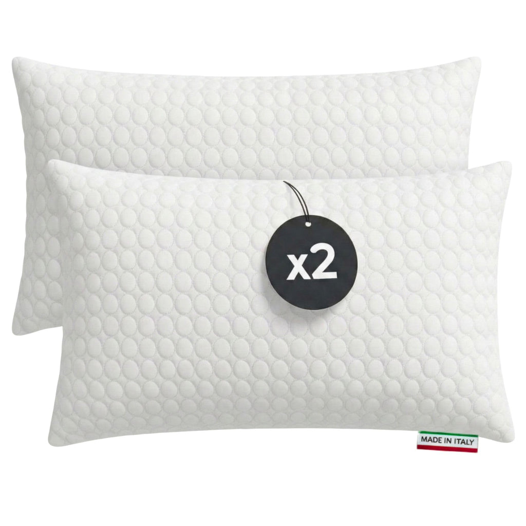 Cuscini Letto Matrimoniale 45x75cm, Guanciale Letto con Fodera Massaggiante Soft, Cuscini Antiacaro Anallergico, Morbida Imbottitura in Fibra di Poliestere Made in Italy