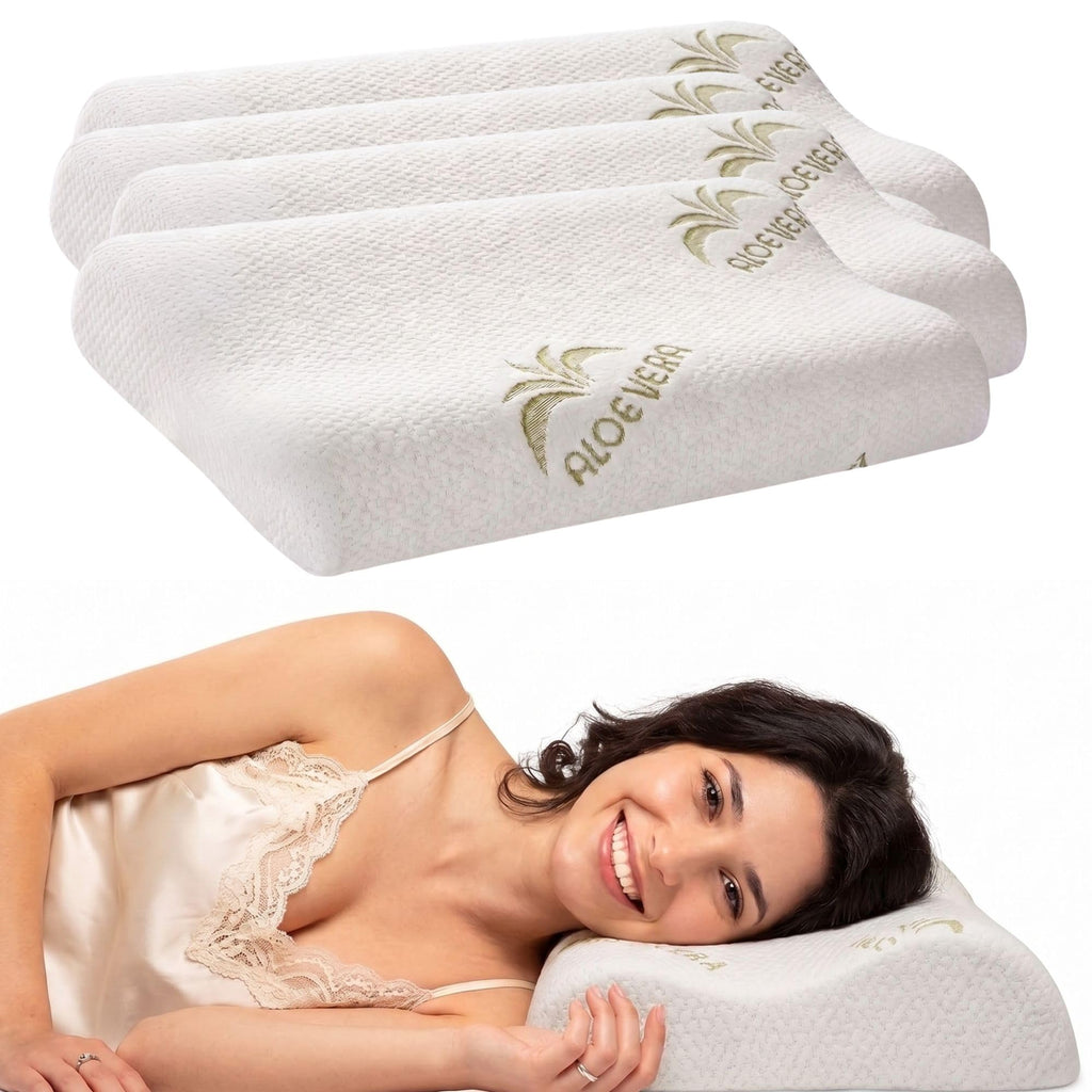 Cuscino Cervicale per Dormire in Memory Foam con Fodera Aloe, Cervicale Collo Rimedi con Tecnologia a Doppia Onda, Guanciale in Morbido Memory Foam per Supportare il Collo 40x70