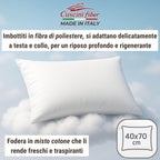 Cuscini Letto Matrimoniale, Guanciale Letto con Fodera PoliCotone, Cuscini Antiacaro Anallergico, Morbida Imbottitura in Fibra di Poliestere, Made in Italy