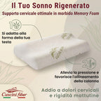 Cuscino Cervicale per Dormire in Memory Foam con Fodera Aloe, Cervicale Collo Rimedi con Tecnologia a Doppia Onda, Guanciale in Morbido Memory Foam per Supportare il Collo 40x70