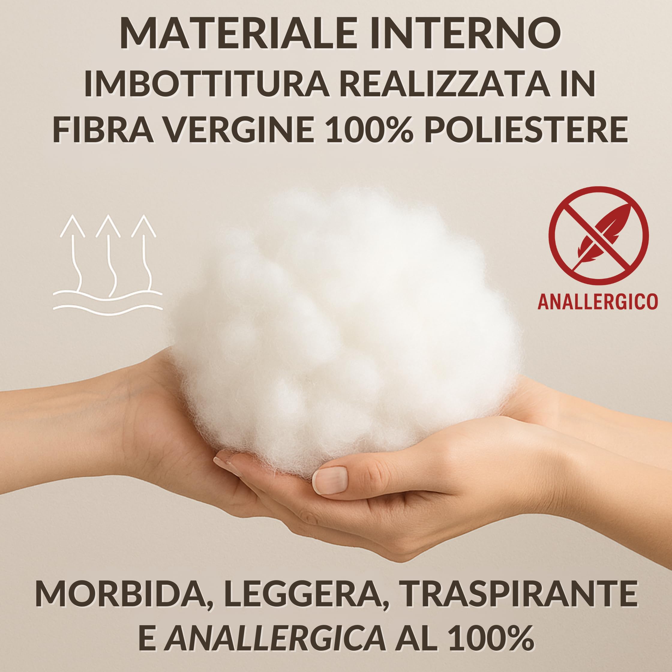 Set 4 imbottitura Cuscini 45x45 cm, Morbida Made in Italy Cuscini Fiber