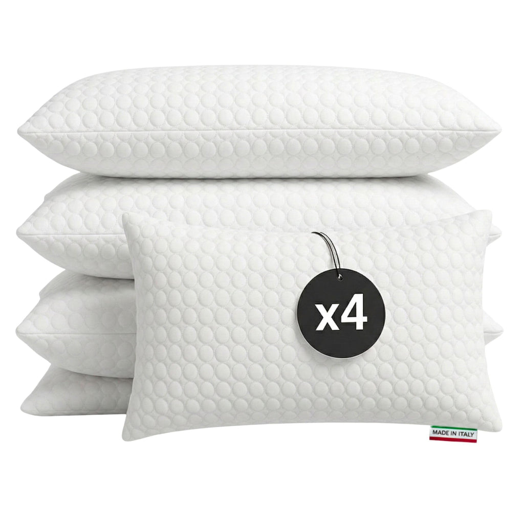 Cuscini Letto Matrimoniale 45x75cm, Guanciale Letto con Fodera Massaggiante Soft, Cuscini Antiacaro Anallergico, Morbida Imbottitura in Fibra di Poliestere Made in Italy