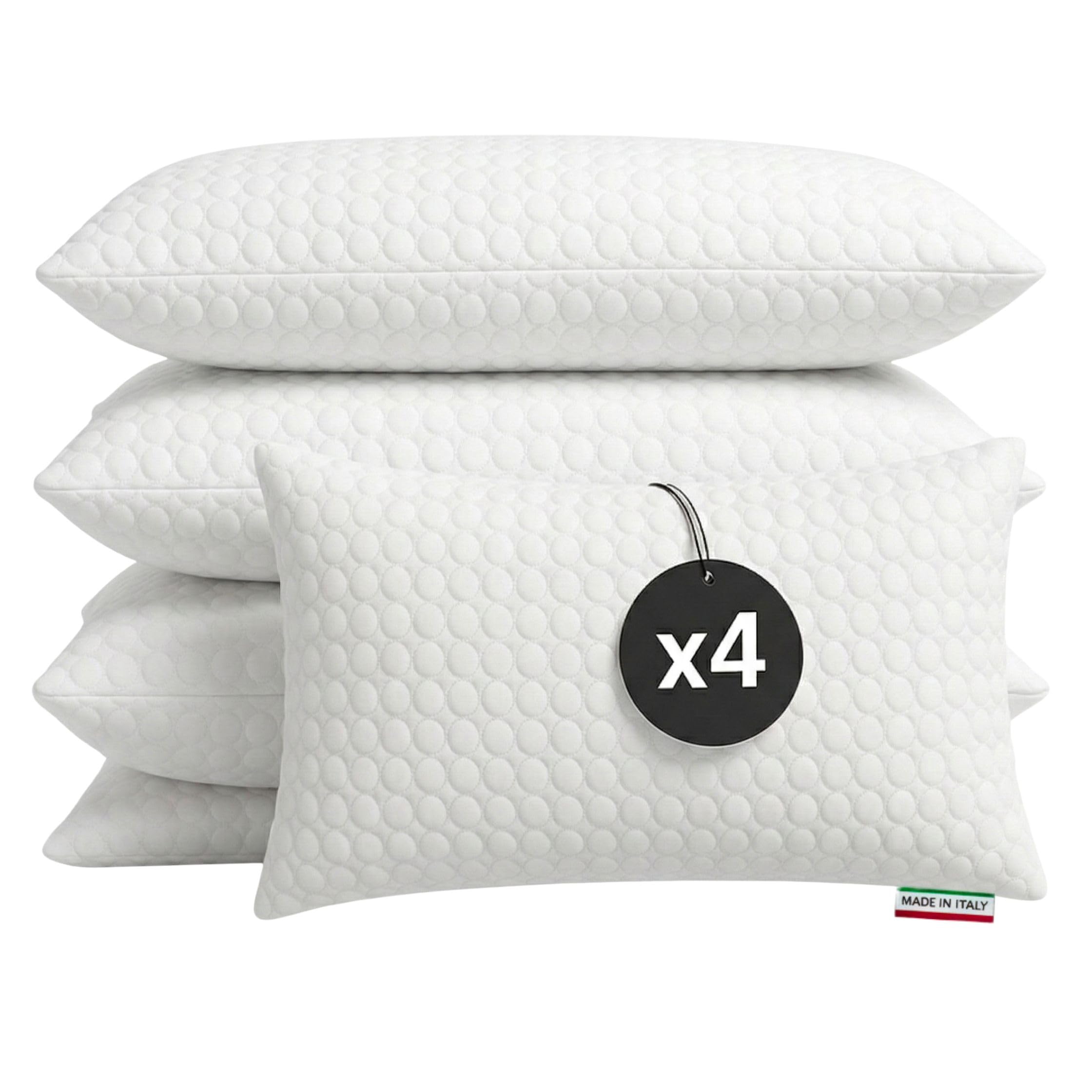 Cuscini Letto Matrimoniale 45x75cm, Guanciale Letto con Fodera Massaggiante Soft, Cuscini Antiacaro Anallergico, Morbida Imbottitura in Fibra di Poliestere Made in Italy