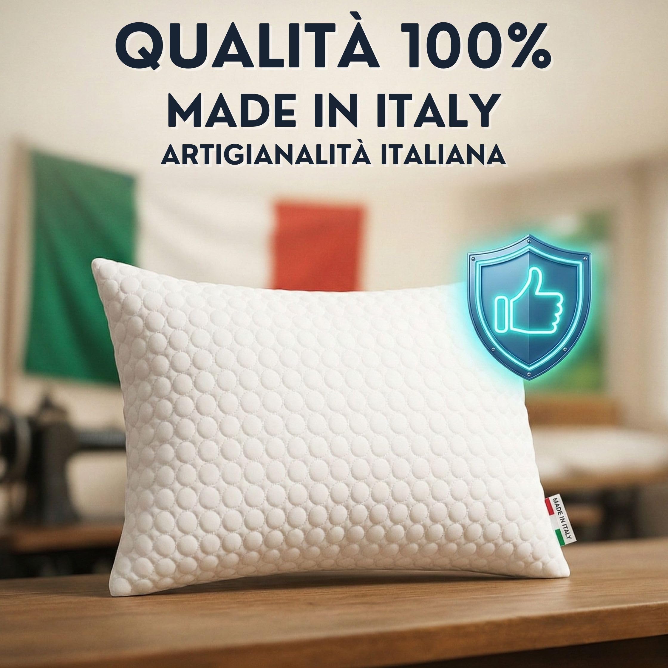 Cuscini Letto Matrimoniale 45x75cm, Guanciale Letto con Fodera Massaggiante Soft, Cuscini Antiacaro Anallergico, Morbida Imbottitura in Fibra di Poliestere Made in Italy