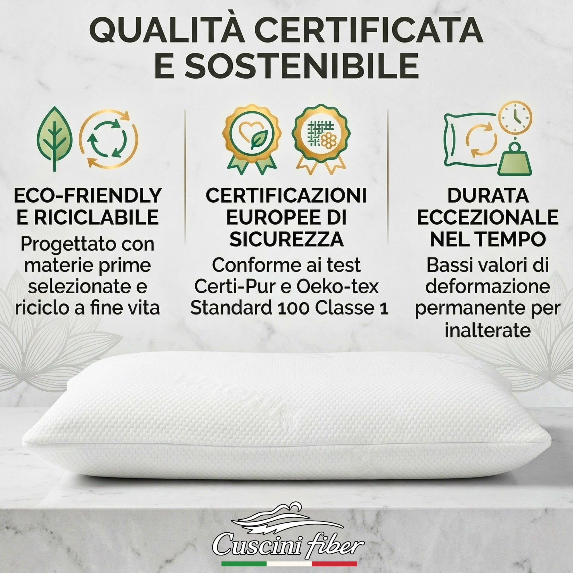 Cuscino Letto Matrimoniale Orsa Foam in Poliuretano Alto 12cm, Guanciale Letto Testato per l'Assenza di Sostanze Pericolose