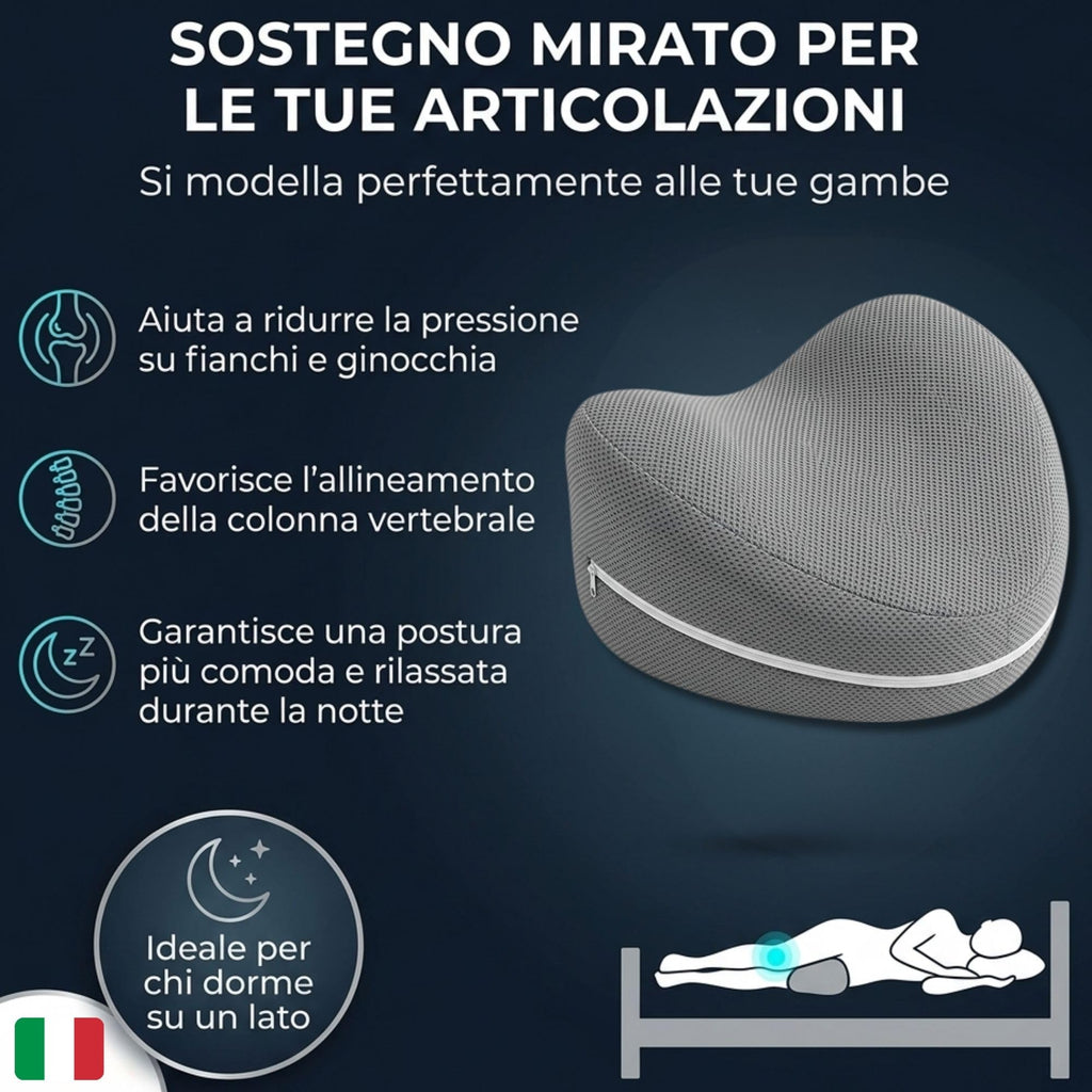 Cuscino per Gambe in Memory Foam, Cuscino per Dormire sul Fianco tra le Ginocchia in Memory a Lento Rilascio, Supporto Ergonomico si Adatta alle Tue Gambe e Fodera Sfoderabile e Lavabile
