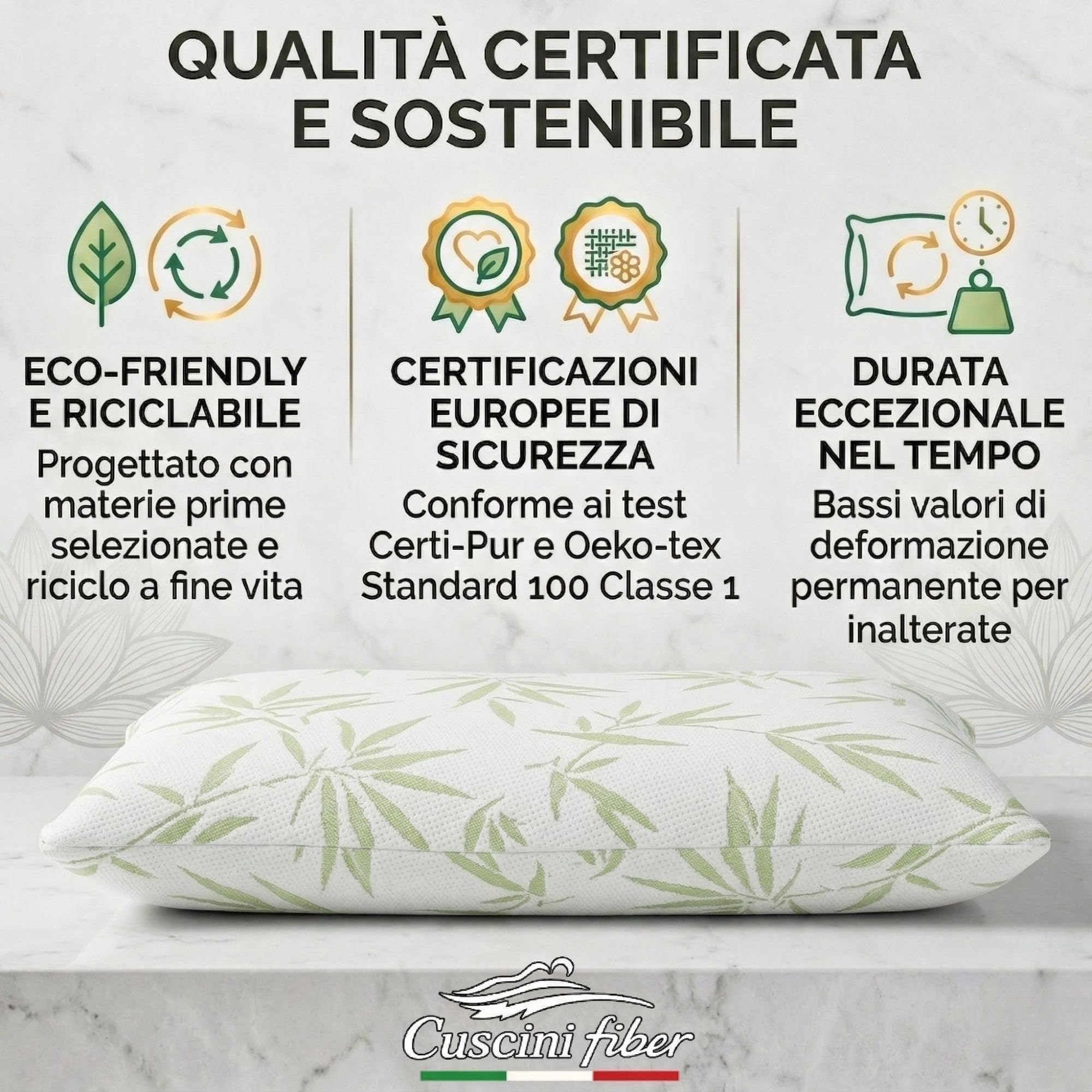 Cuscino Letto Matrimoniale Orsa Foam in Poliuretano Alto 12cm, Guanciale Letto Testato per l'Assenza di Sostanze Pericolose